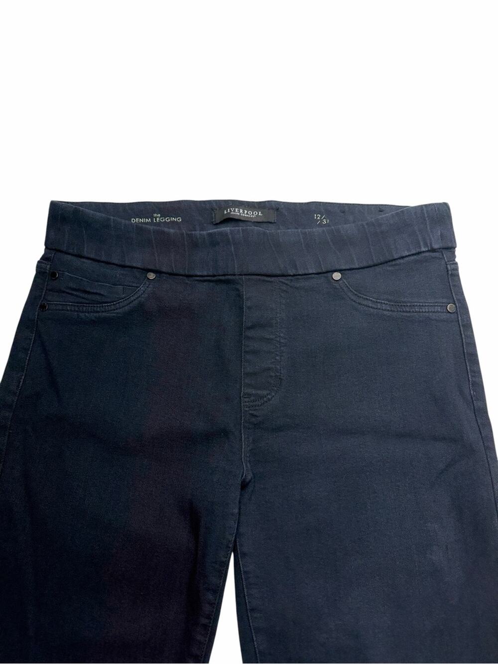 LIVERPOOL Women’s 12 Navy Blue DENIM LEGGING Pull On Jeans